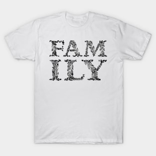 Family in black T-Shirt